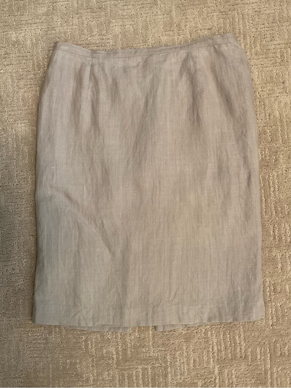 🇨🇦Vintage Holt Renfrew Pencil Skirt Beige 100% Linen M Minimalist Luxury Classic